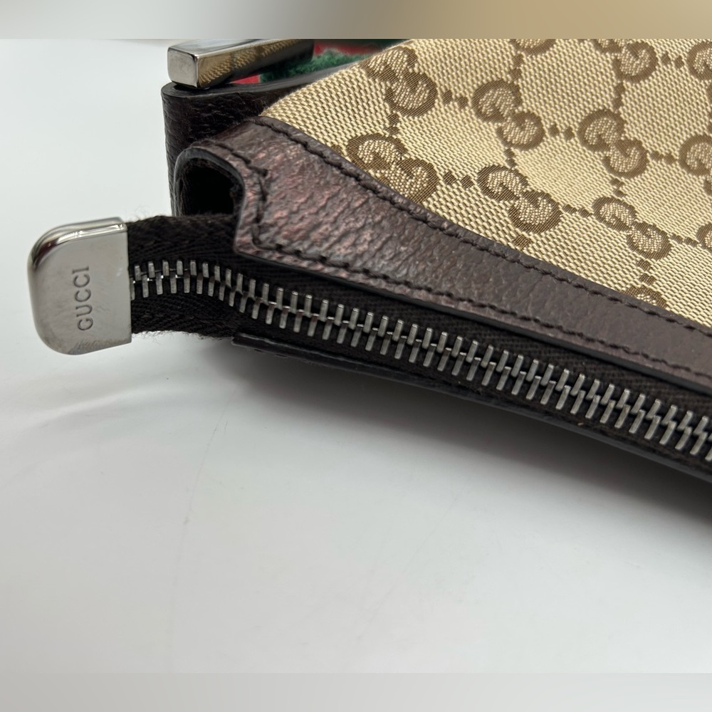 (SOLD) Gucci Brown Monogram Canvas Hobo Messenger Cross-Body Bag - Picture 12 of 16